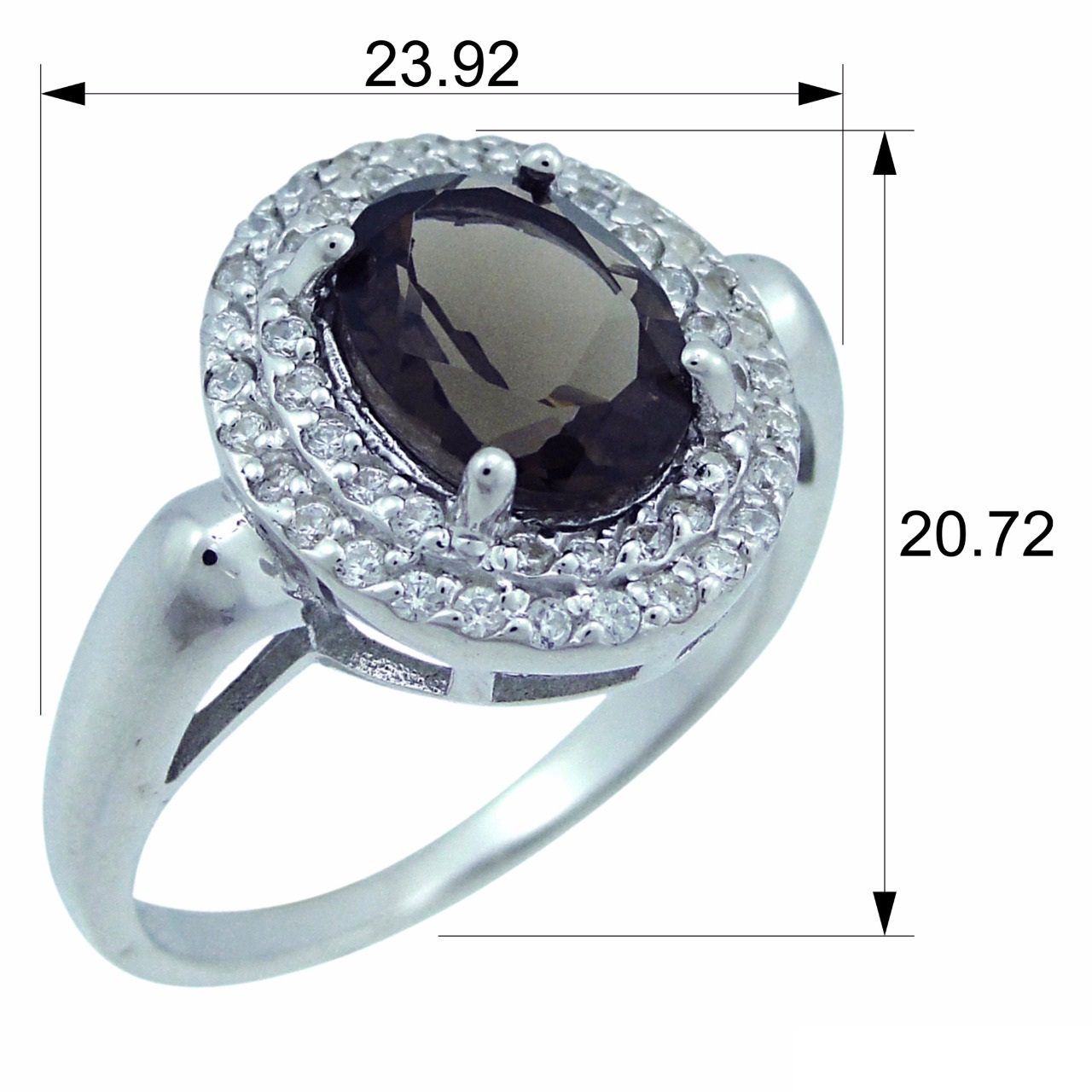 Кольцо с раухтопазом и фианитом из серебра