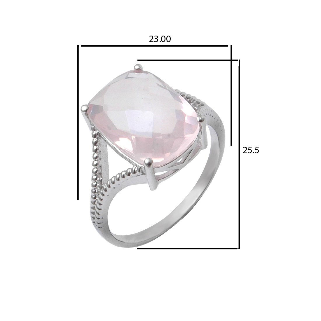 Кольцо с розовым кварцем природным из Серебра