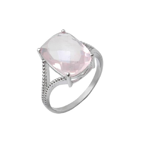 Кольцо с розовым кварцем природным из Серебра