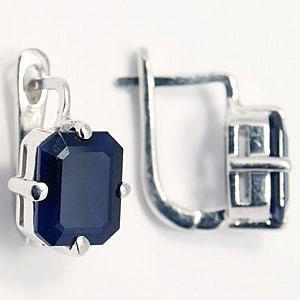 Серьги с сапфиром из серебра