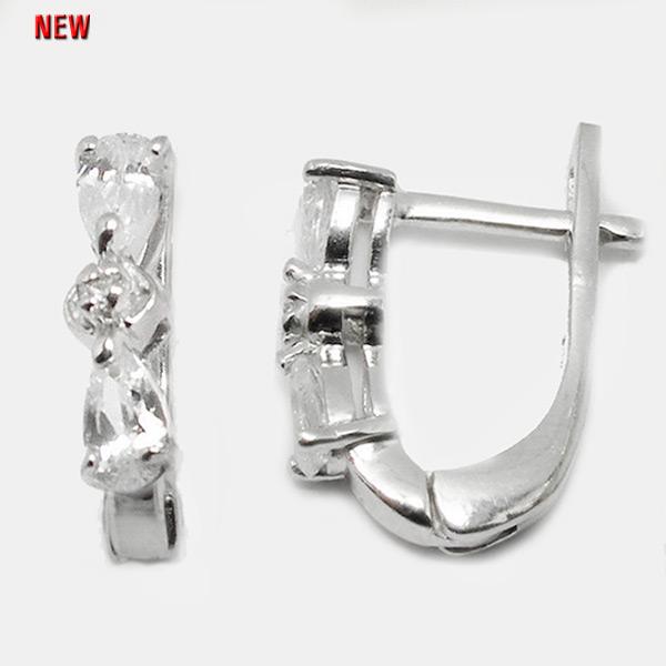 Серьги с фианитом из серебра