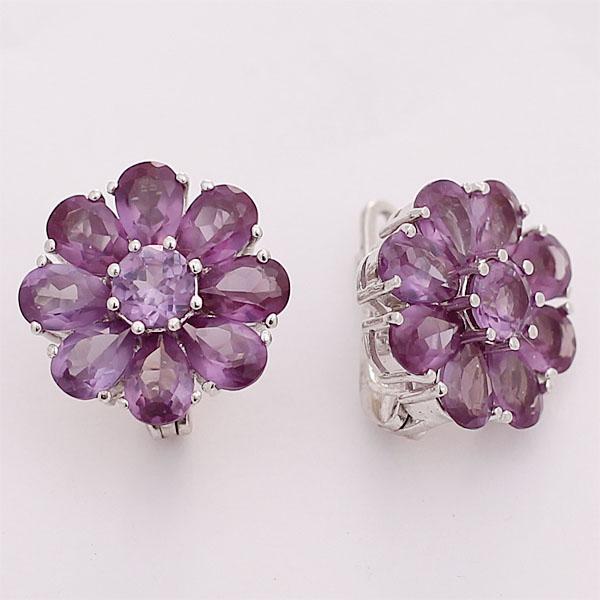 Серьги с александритом из серебра