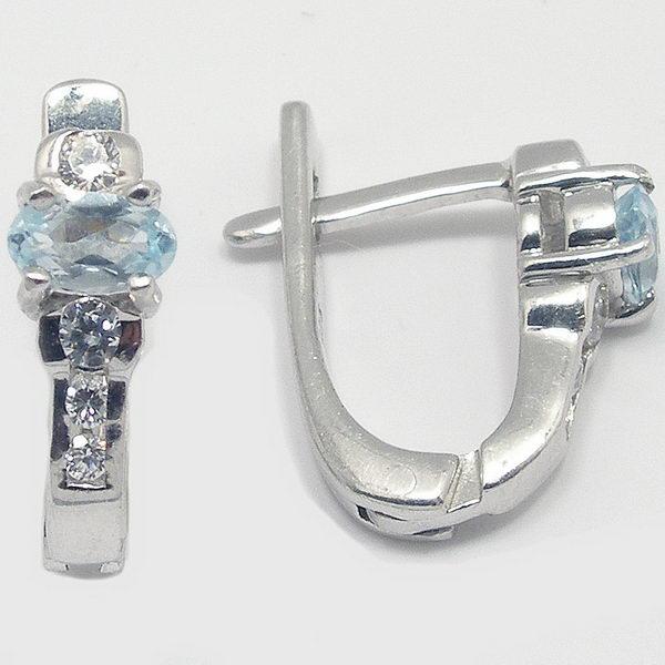 Серьги с топазом и фианитом из серебра