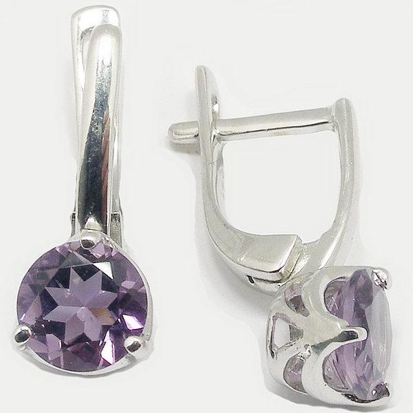 Серьги с аметистом из серебра