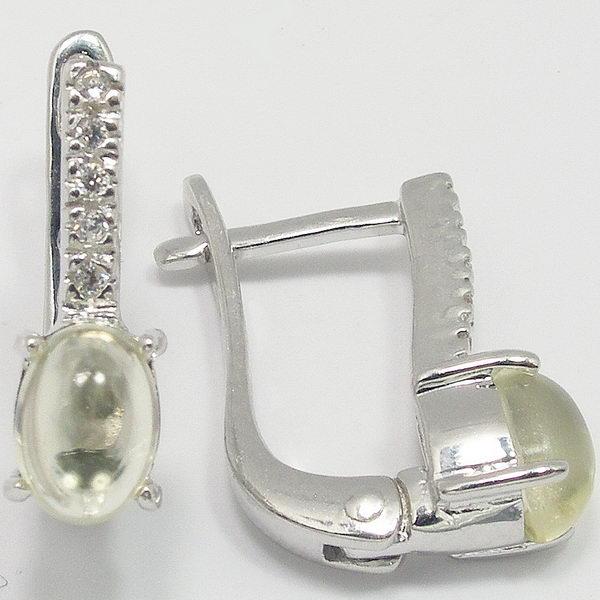 Серьги с кварцем и фианитом из серебра
