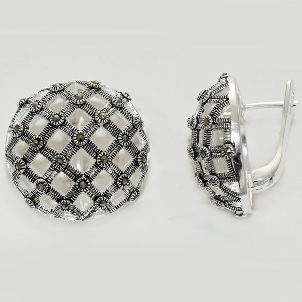 Серьги с марказитом из серебра