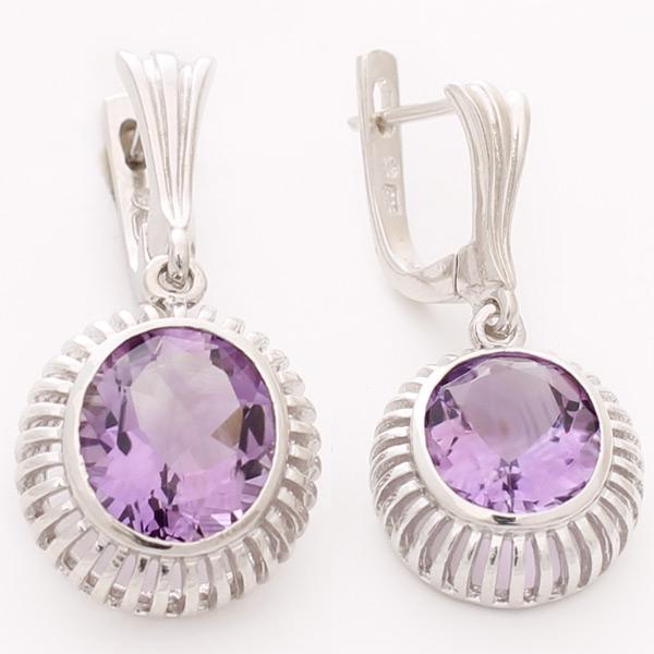 Серьги с аметистом из серебра