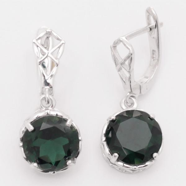 Серьги с кварцем из серебра