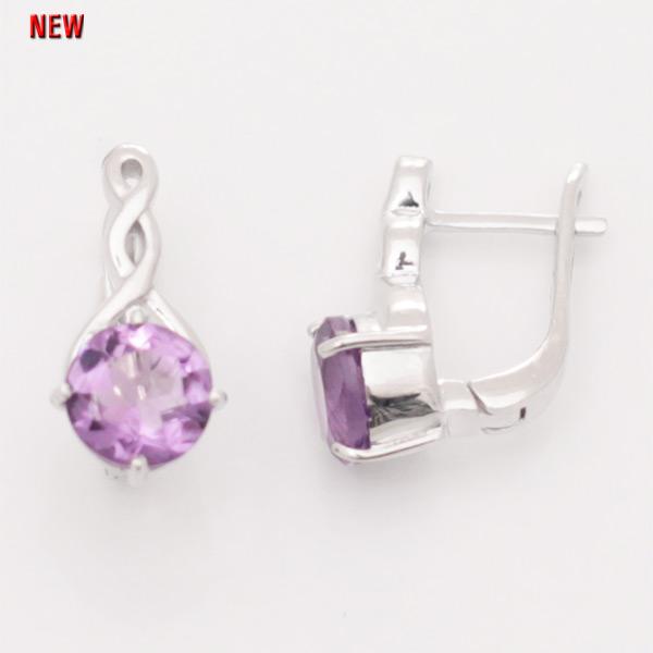 Серьги с аметистом из серебра