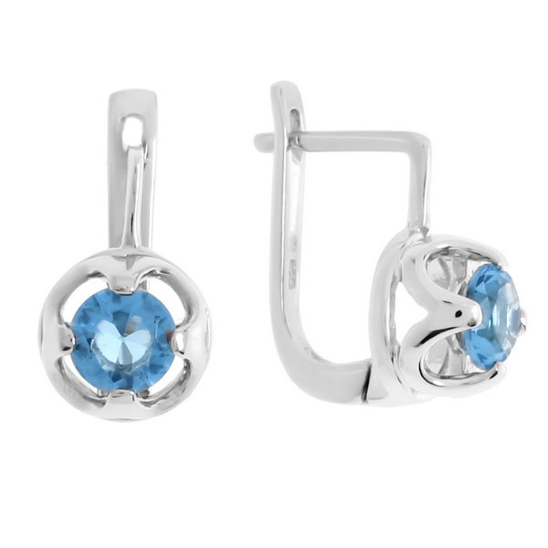 Серьги с аквамарином из серебра