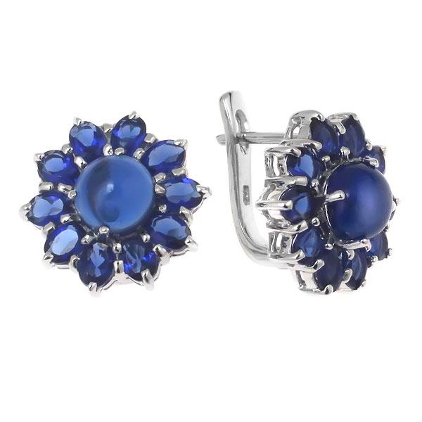 Серьги с сапфиром из серебра