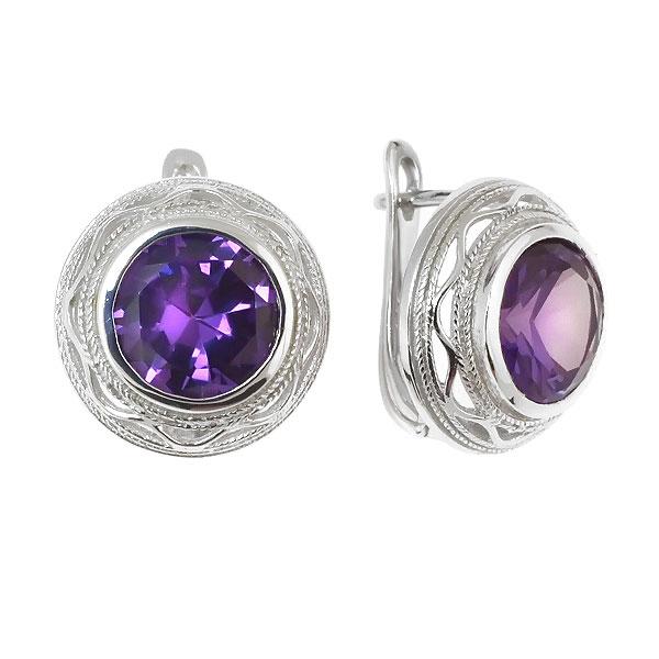 Серьги с александритом из серебра