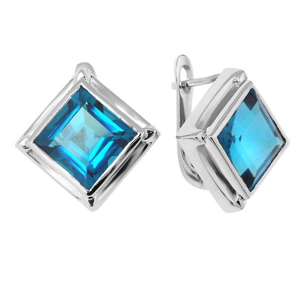 Серьги с кварцем из серебра