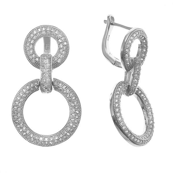 Серьги с фианитом из серебра