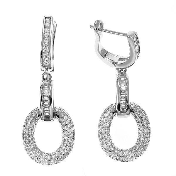 Серьги с фианитом из серебра