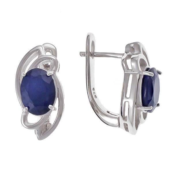 Серьги с сапфиром из серебра