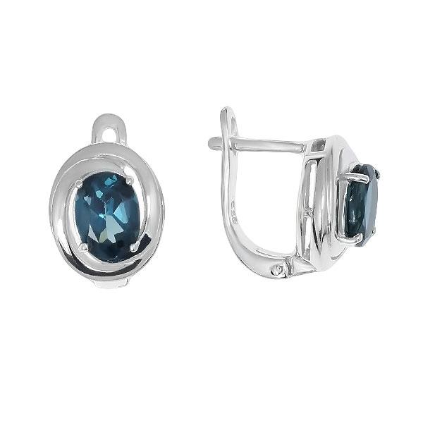 Серьги с топазом из серебра