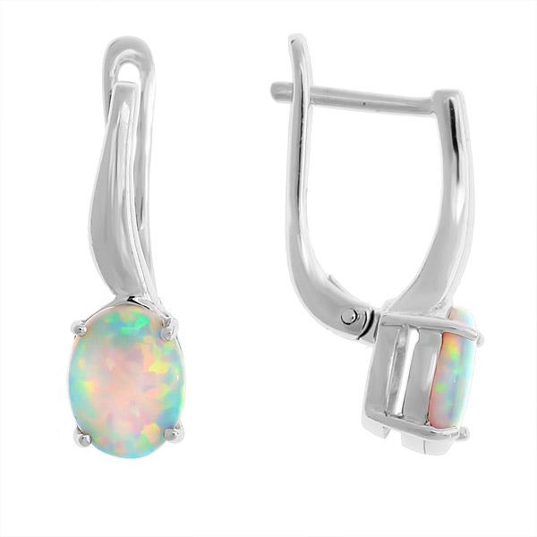 Серьги с опалом из серебра