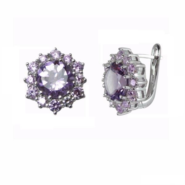 Серьги с аметистом из серебра