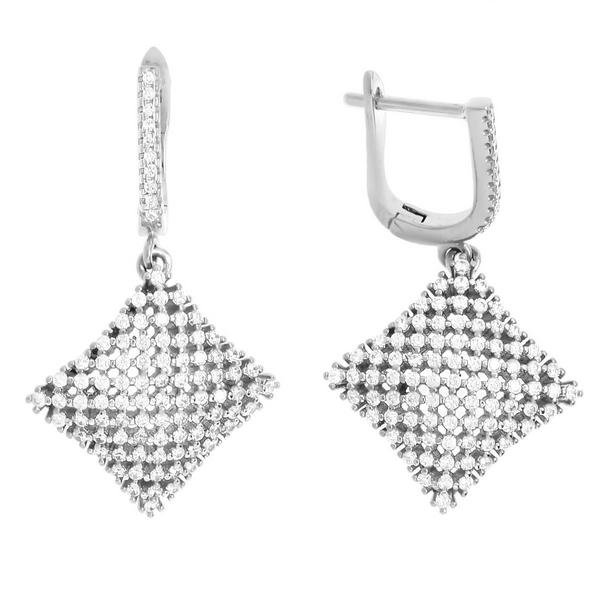 Серьги с фианитом из Серебра
