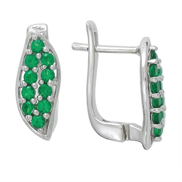Серьги с изумрудом из серебра