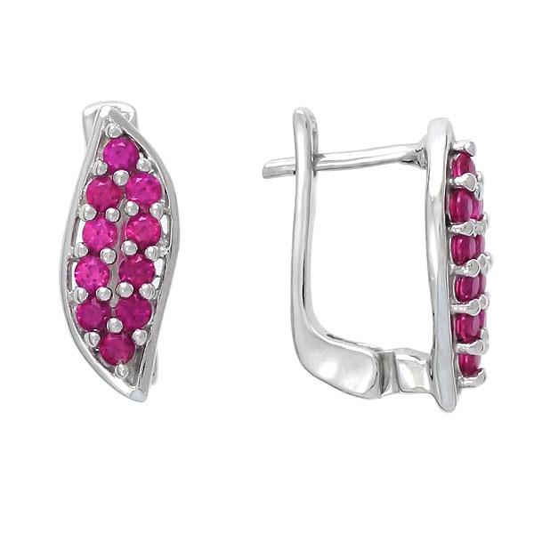 Серьги с рубином из серебра