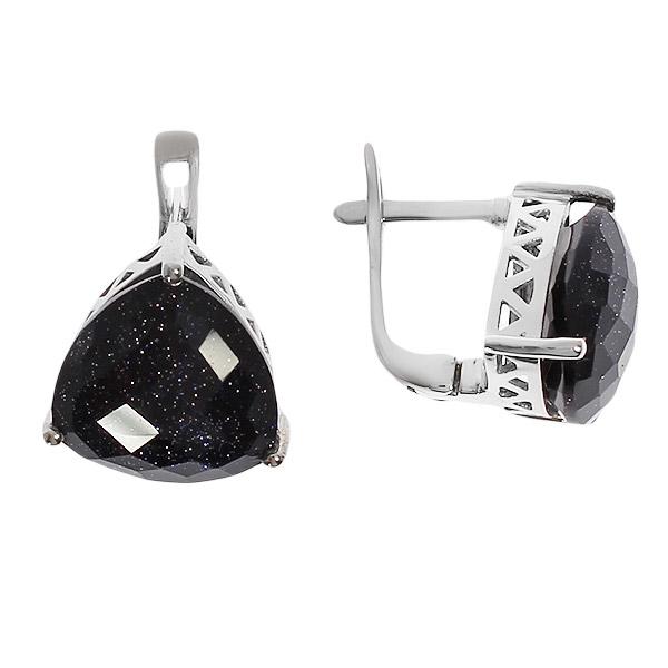 Серьги с авантюрином из серебра