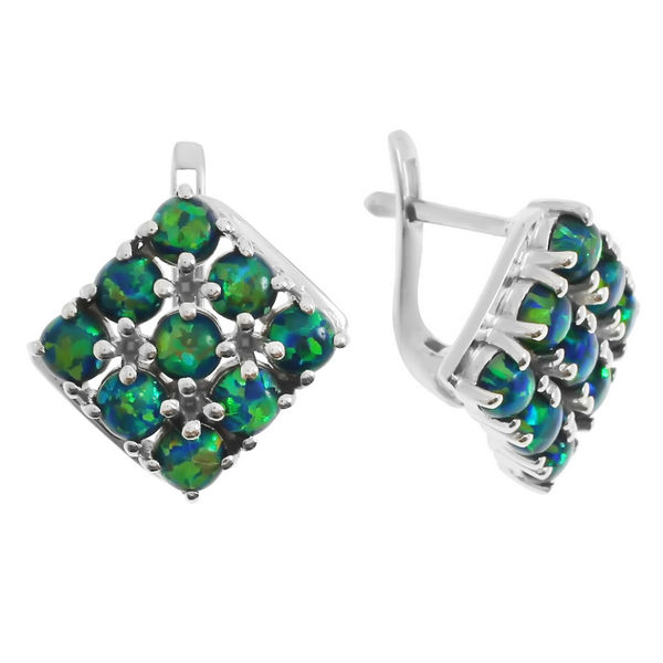 Серьги с опалом из серебра