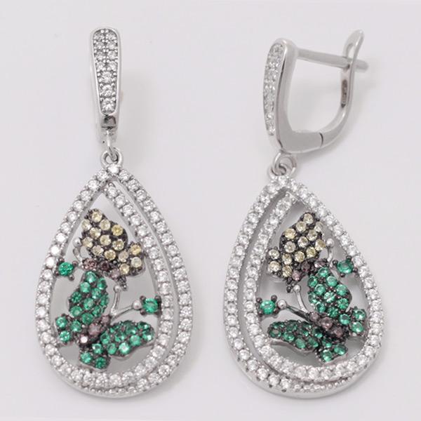 Серьги с фианитом из Серебра