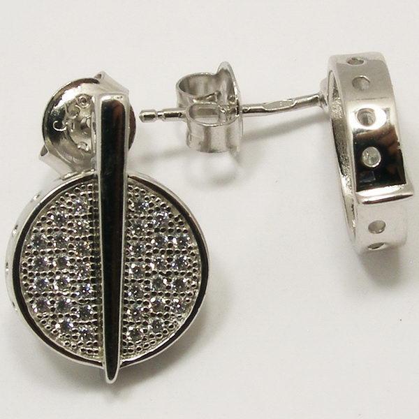 Серьги с фианитом из серебра