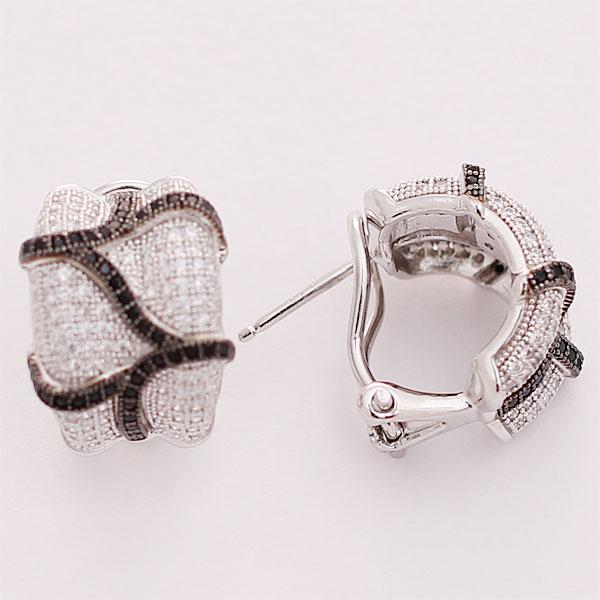 Серьги с фианитом из серебра