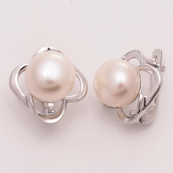 Серьги с жемчугом из серебра 925 пробы