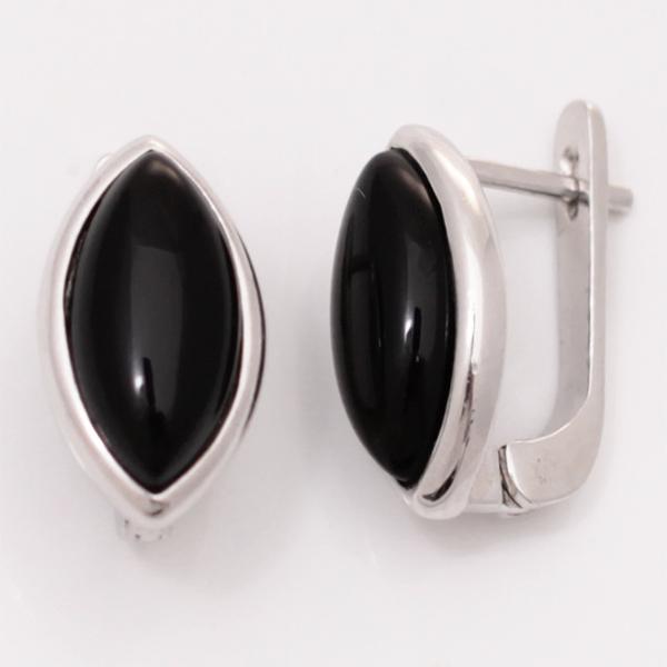 Серьги с ониксом из серебра