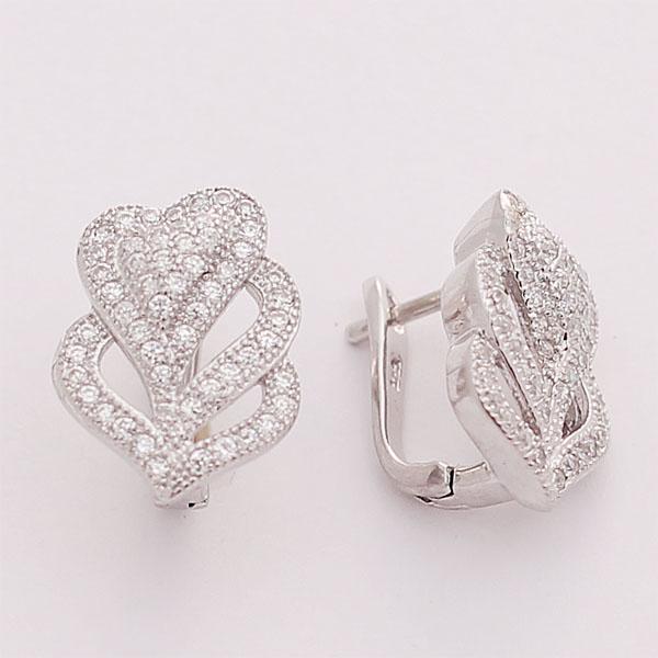Серьги с фианитом из серебра