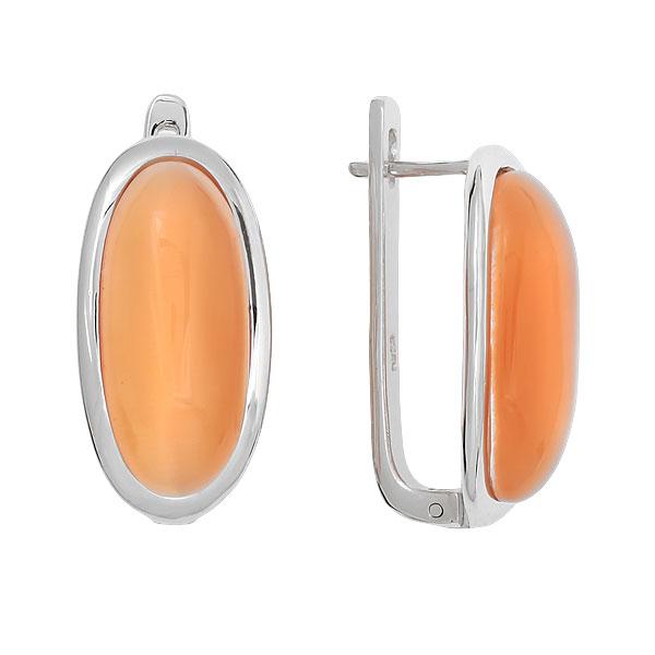 Серьги с кошачьим глазом из серебра