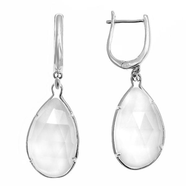 Серьги с горным хрусталем из серебра