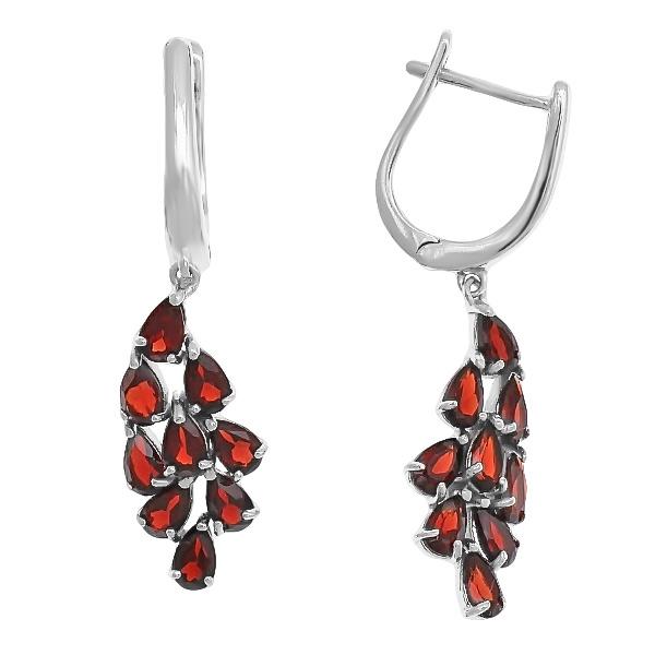 Серьги с гранатом из серебра