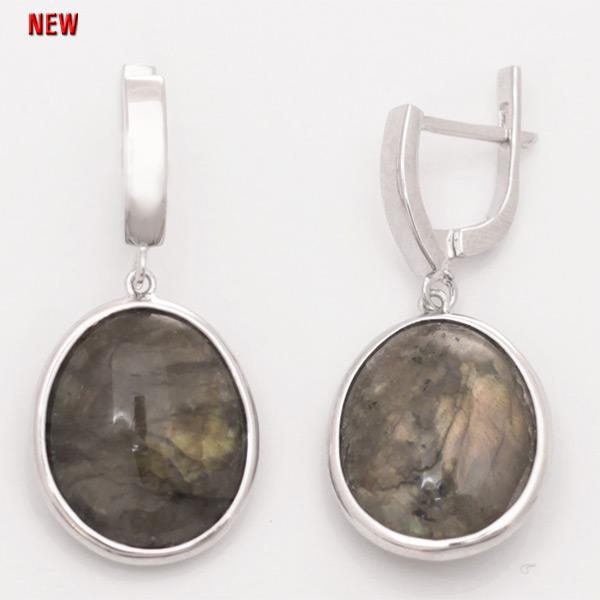 Серьги с лабрадоритом из серебра