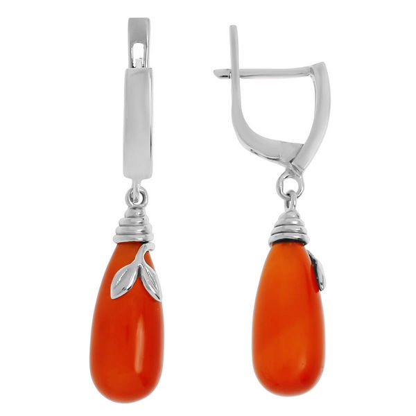 Серьги с сердоликом из серебра
