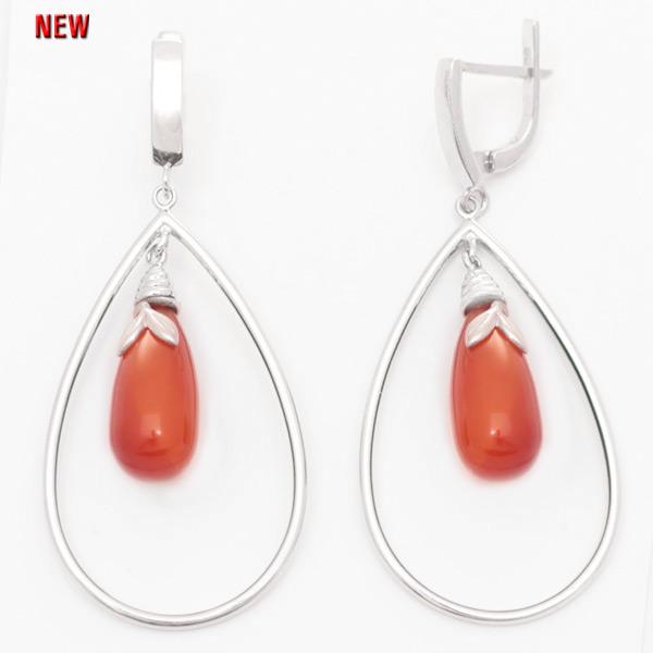 Серьги с сердоликом из серебра