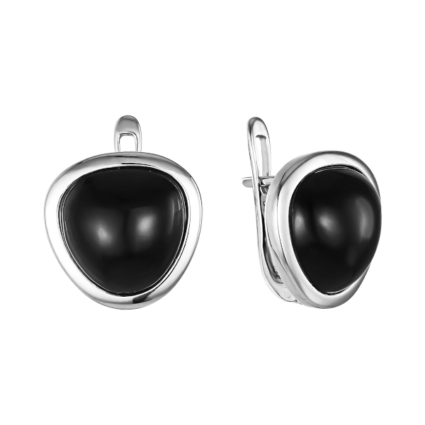 Серьги с ониксом из серебра