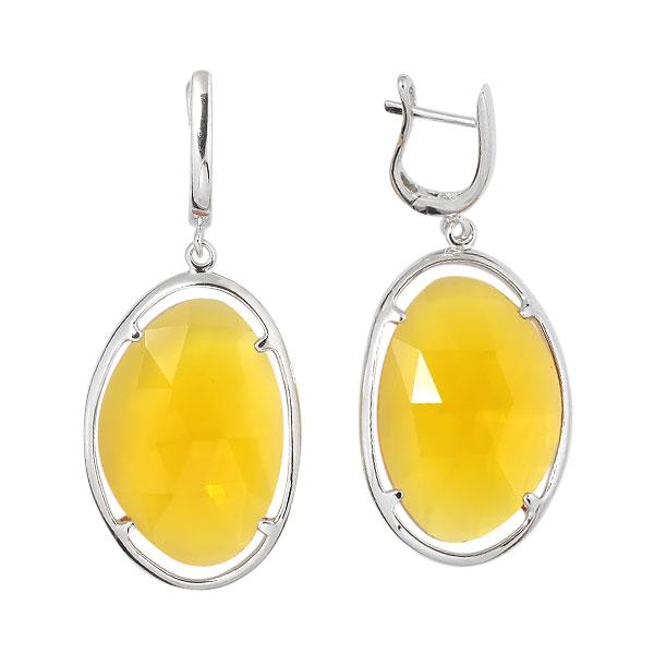 Серьги с цитрином из серебра