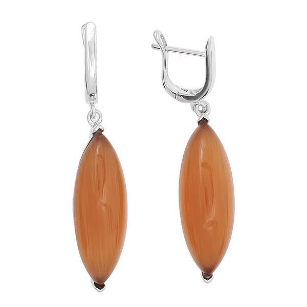 Серьги с кошачьим глазом синтетическим из Серебра