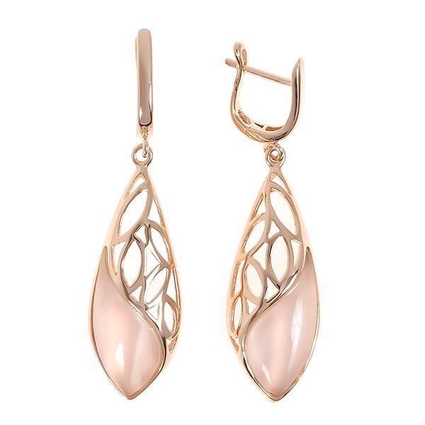 Серьги с кошачьим глазом из серебра