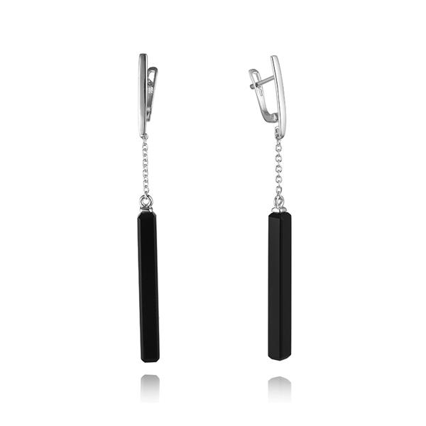 Серьги с ониксом из серебра