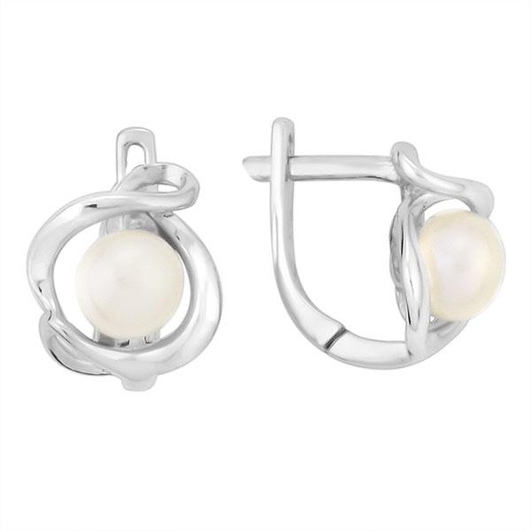 Серьги с жемчугом из серебра 925 пробы