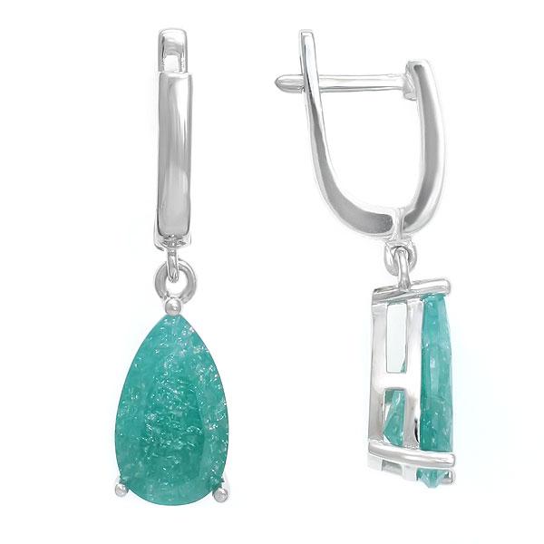 Серьги с фианитом из серебра