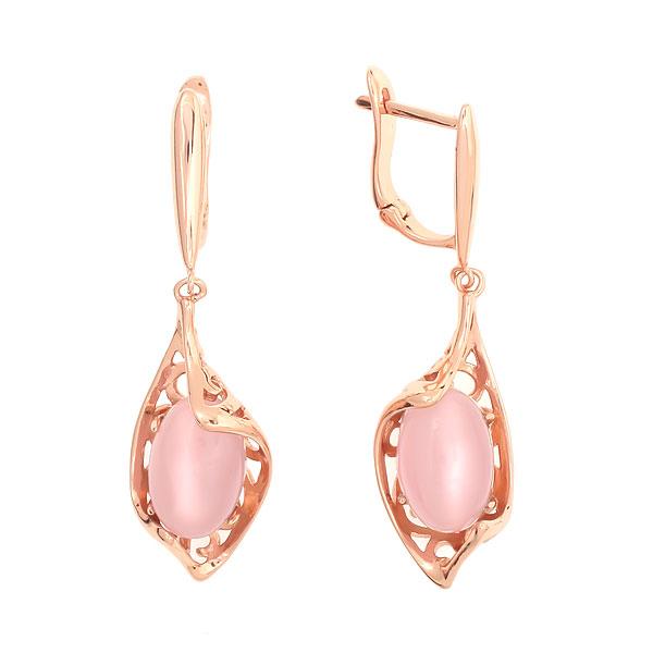 Серьги с кошачьим глазом из серебра