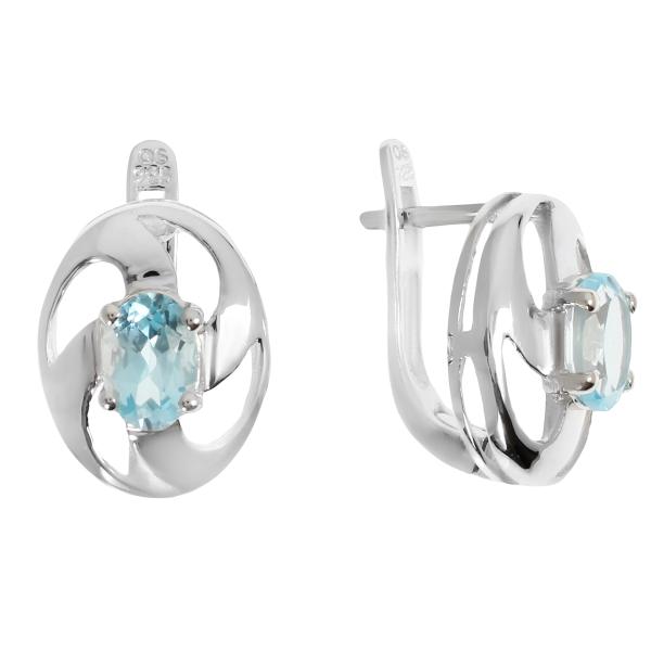 Серьги с топазом из серебра