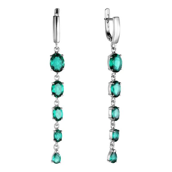 Серьги с изумрудом из серебра